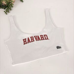 Harvard University Graphic Women's Cropped Tank Top White Size Small